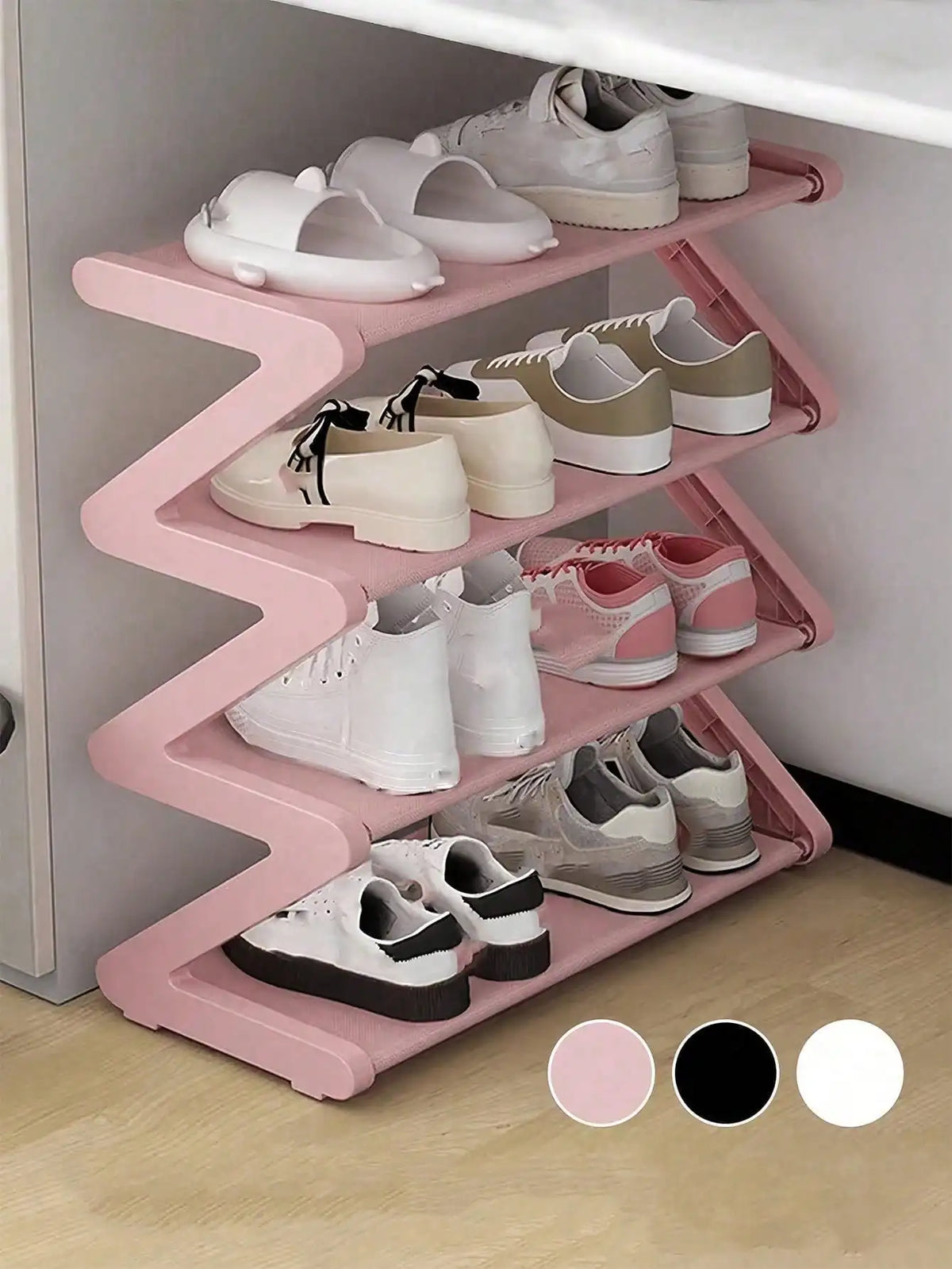 Z Shaped Plastic Shoe Rack Floor Standing Storage Organizer