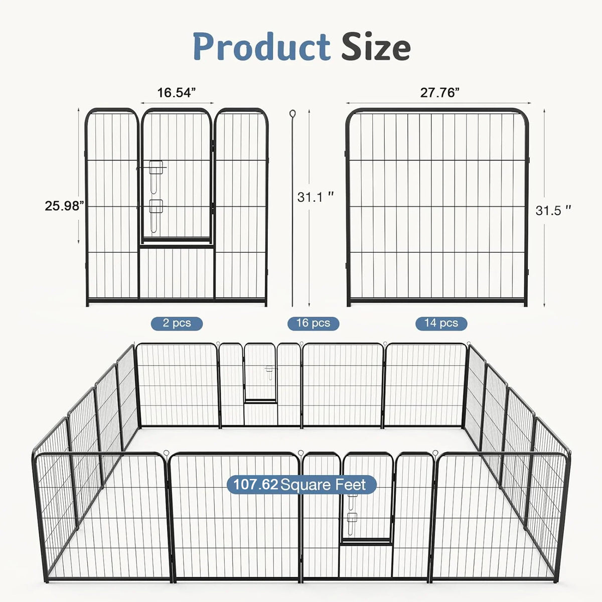 JHK Foldable Metal Dog Playpen for Indoor and Outdoor Exercise