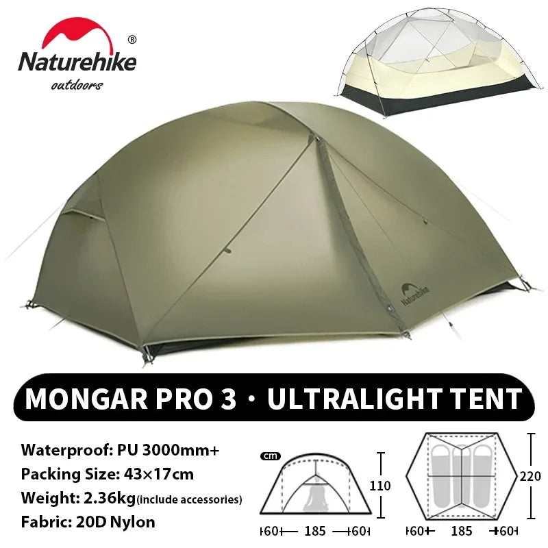 Naturehike Mongar Pro Ultralight Waterproof Backpacking Camping Tent