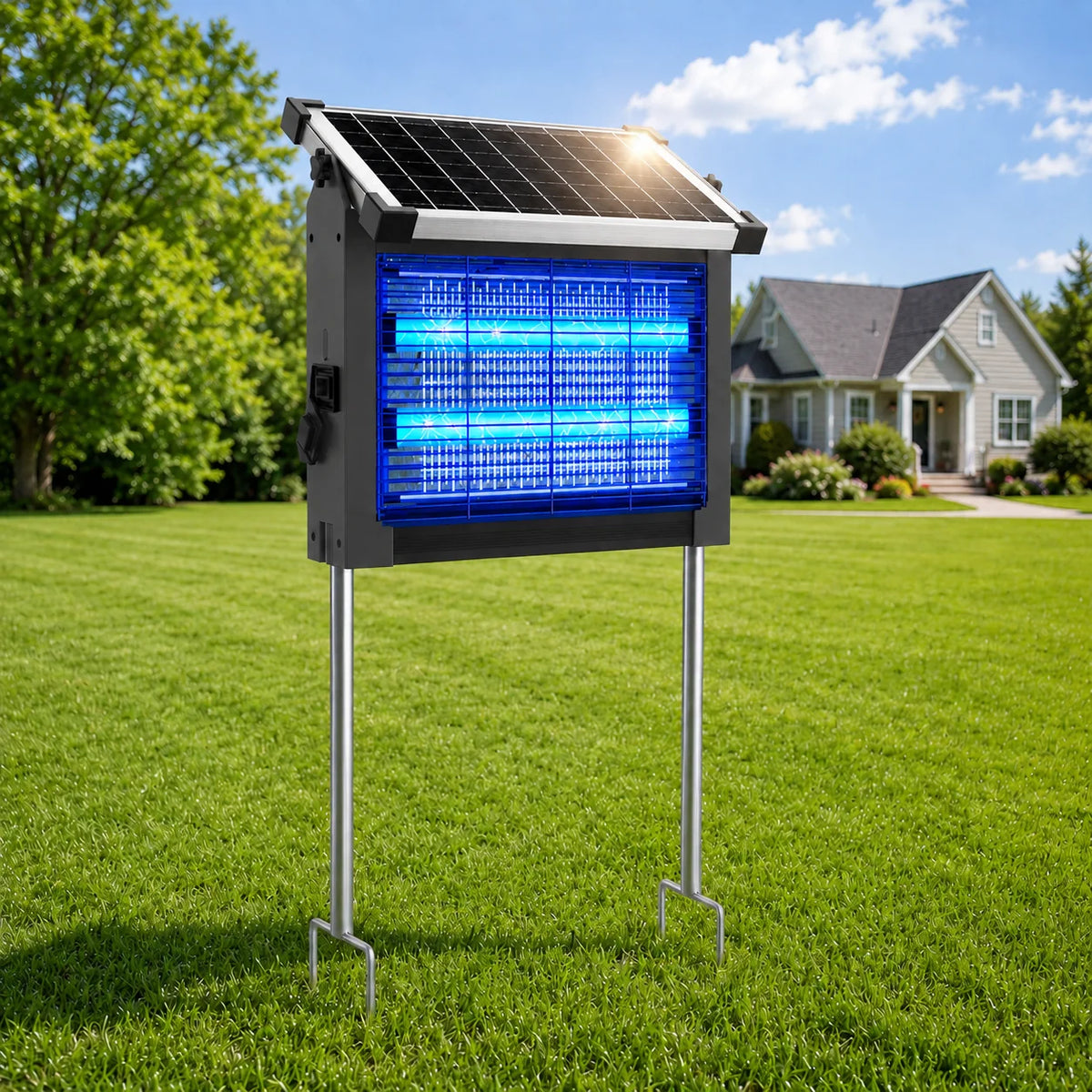 Solar Outdoor Bug Zapper With Sensor For Mosquito Control
