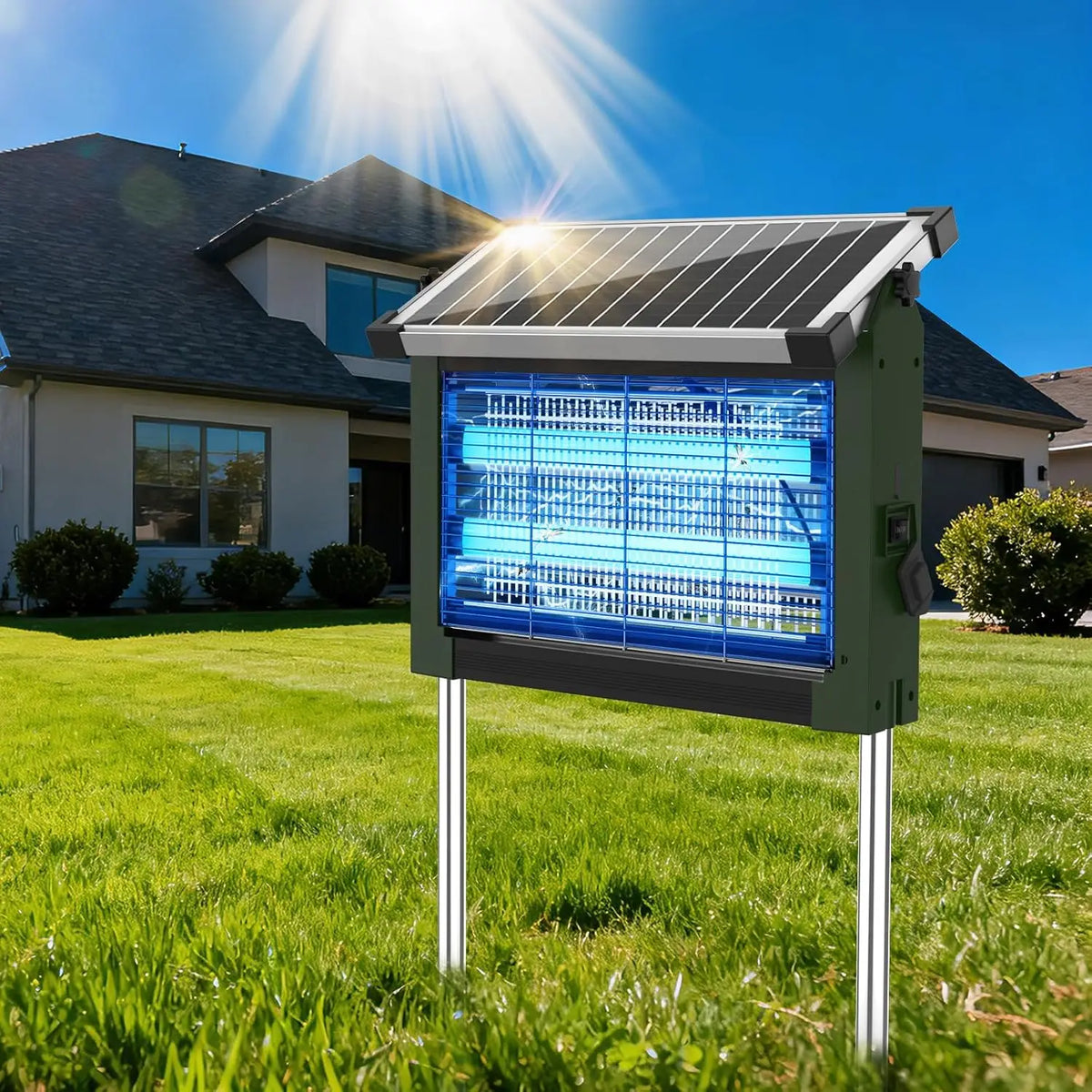 Solar Outdoor Bug Zapper With Sensor For Mosquito Control