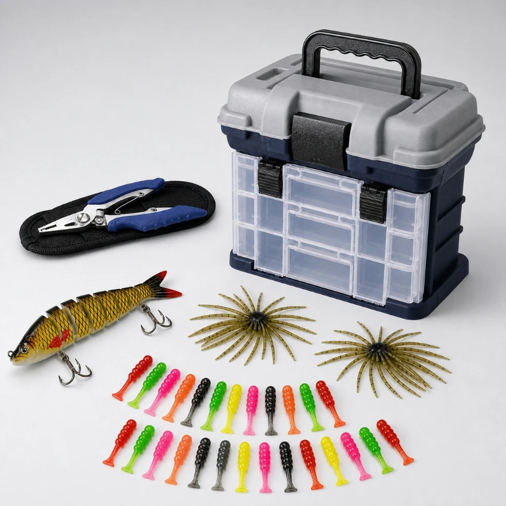 Zoe Fishing Tackle Box Kit with Pliers and Fishing Lures