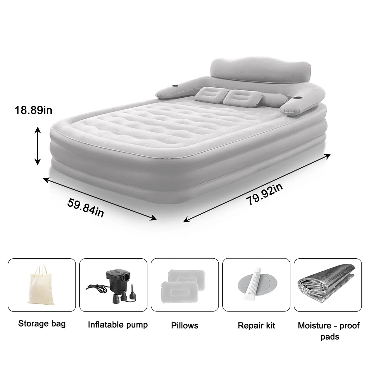 Built In Pump Inflatable Camping Mattress for Two Thickened PVC