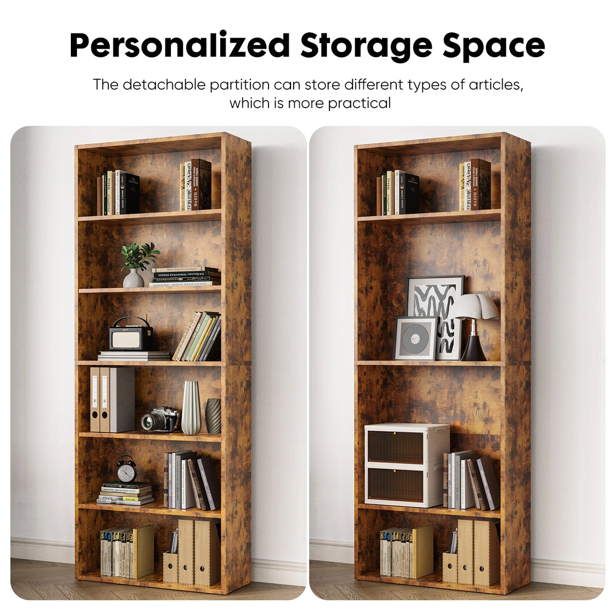JHK Modern Wooden Bookcase With Open Shelving For Home Storage
