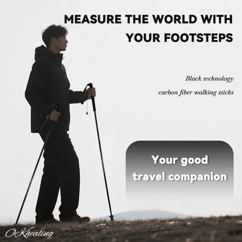 OKHEALING Carbon Fiber Folding Trekking Poles for Hiking and Camping