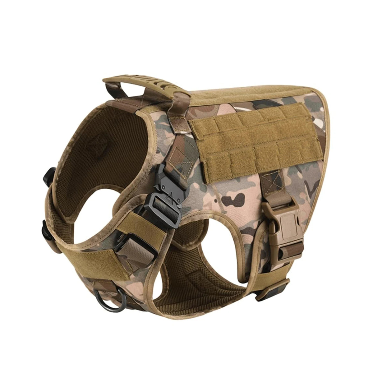 PETRAVEL Tactical Dog Harness With Molle Pouches Collar And Leash