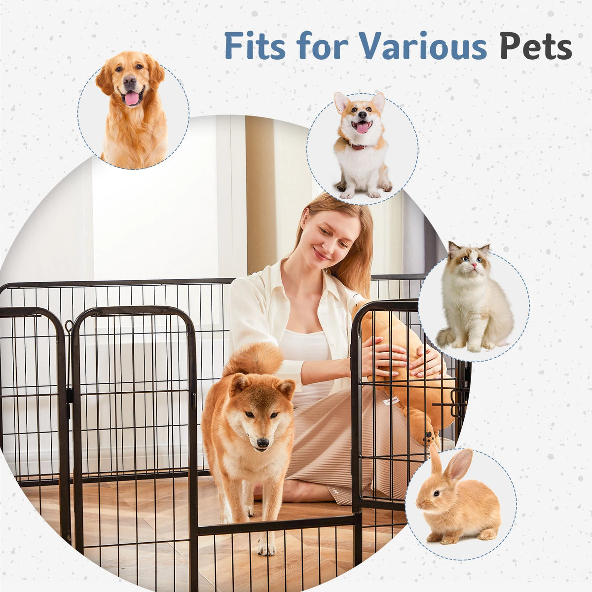 JHK Foldable Metal Dog Playpen for Indoor and Outdoor Exercise