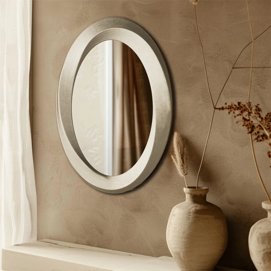 60x80cm Antique Baroque Oval Wall Mirror, Gold Beveled Frame Decorative Accent Mirror for Living Room Bedroom Entryway Decor