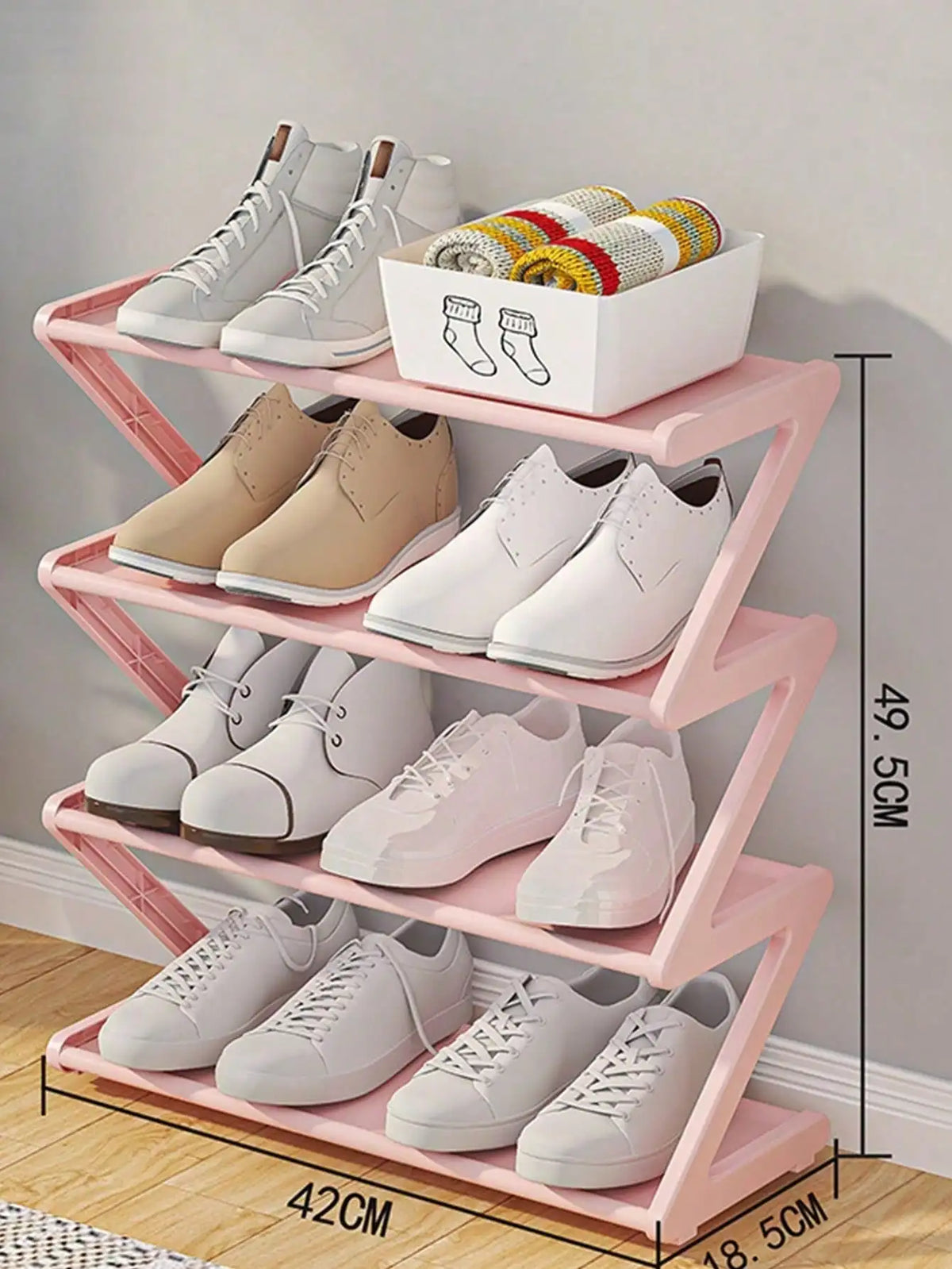Z Shaped Plastic Shoe Rack Floor Standing Storage Organizer