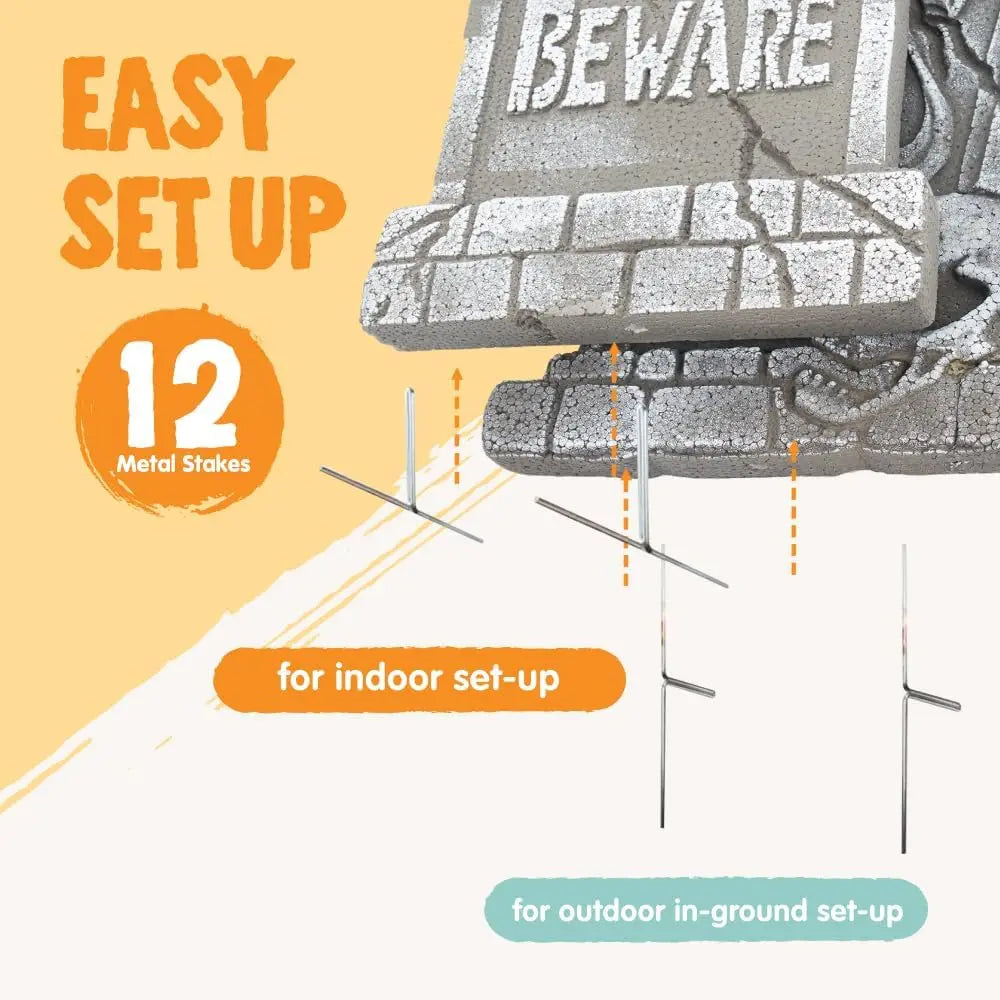 Halloween Foam Tombstone Decorations with Metal Stakes for Outdoor Yard Decor