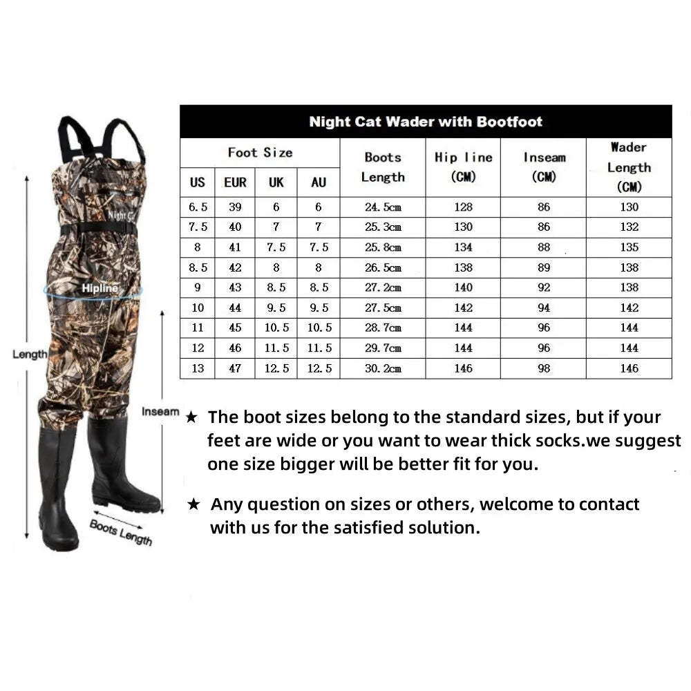Night Cat Waterproof Chest Waders for Fishing and Hunting