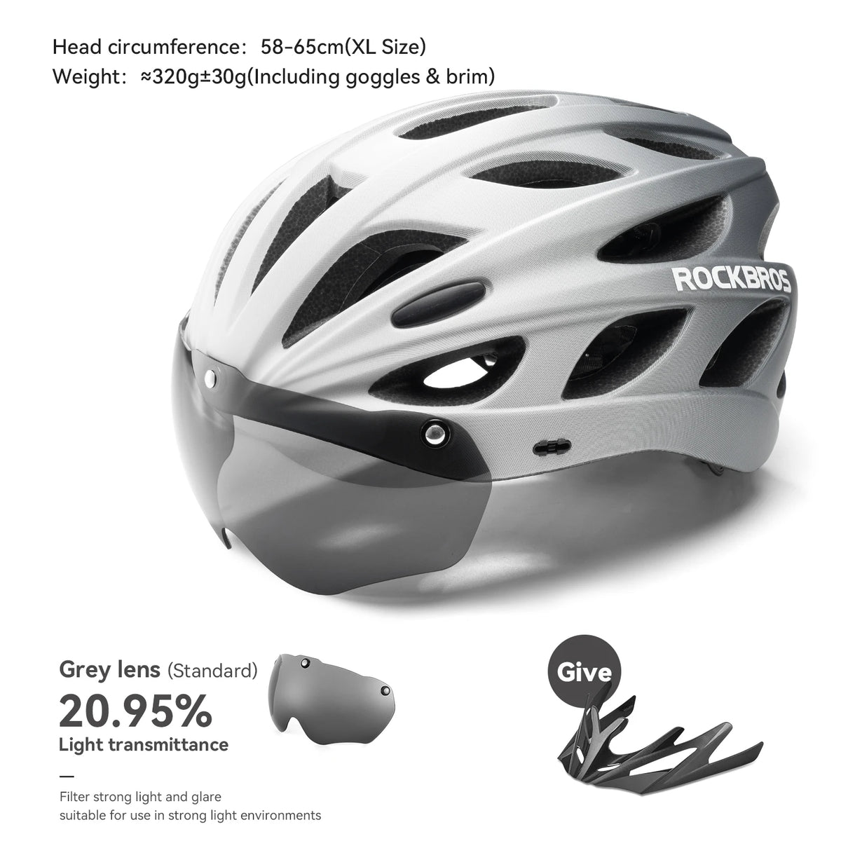 ROCKBROS Lightweight Cycling Helmet With Integrated Goggles For MTB