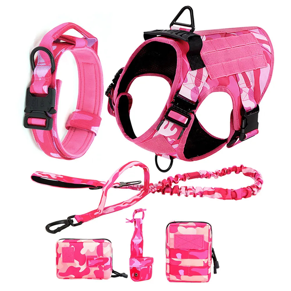 Adjustable Padded Tactical Dog Harness With Quick Release Buckle