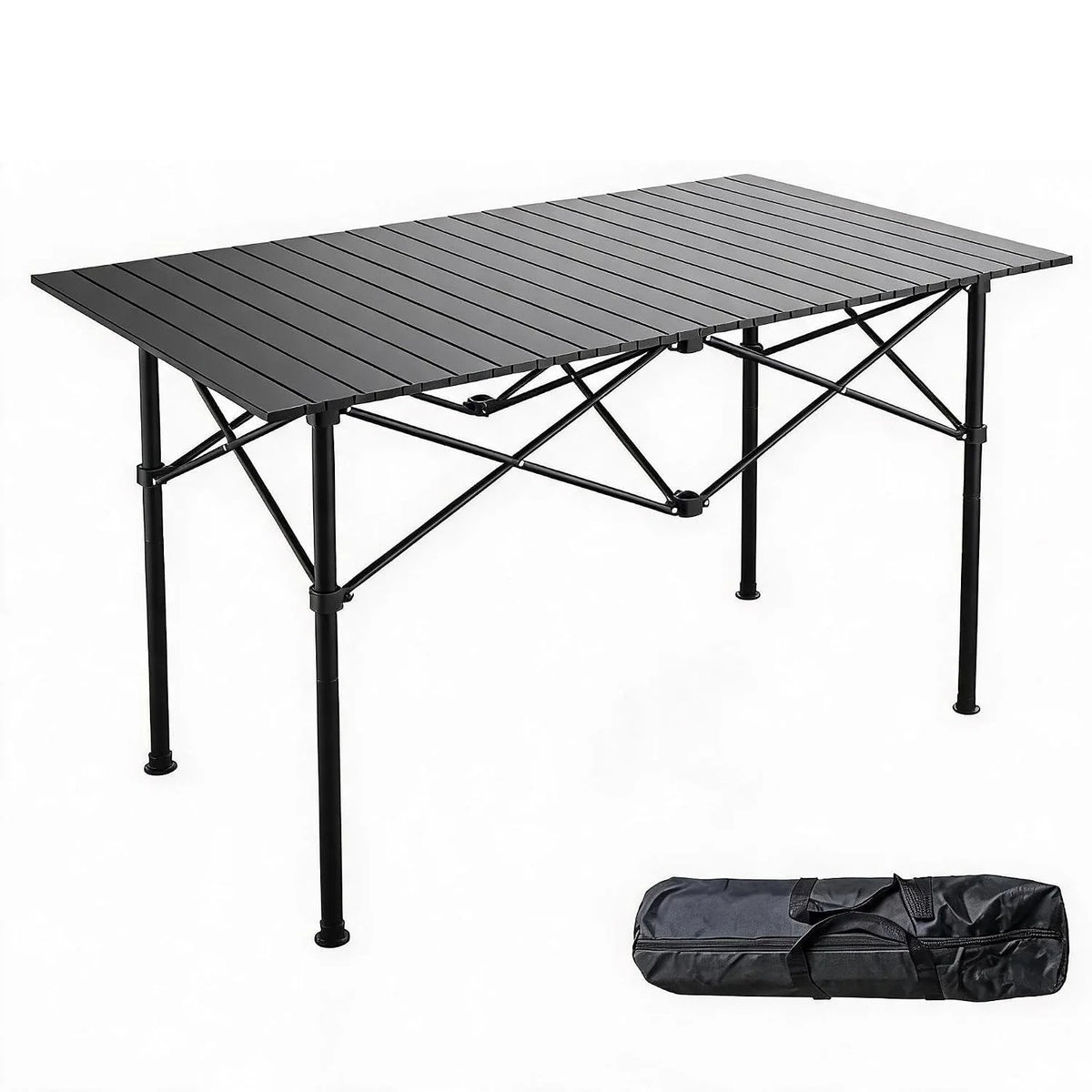 Folding Camping Table, Portable Aluminum Roll Up Table with Carrying Bag – Lightweight Waterproof Outdoor Picnic BBQ Patio Table for Camping, Beach, Backyard, Travel ﻿