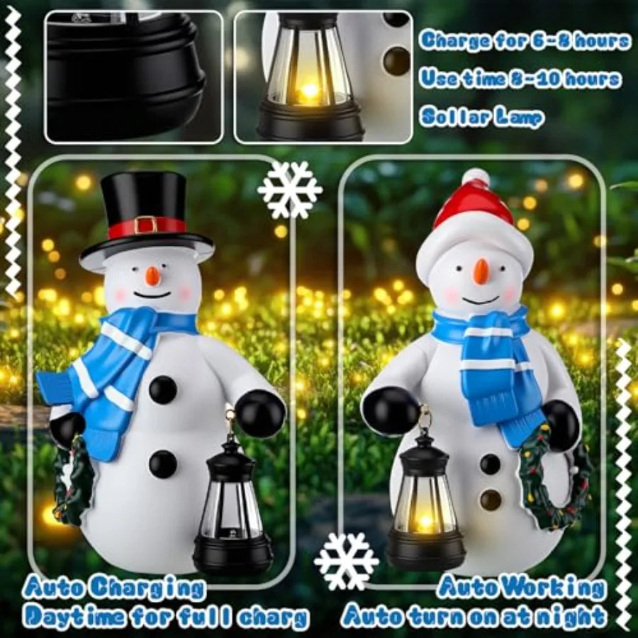 Solar Winter Garden Statue With Lantern Lights Outdoor Figurine
