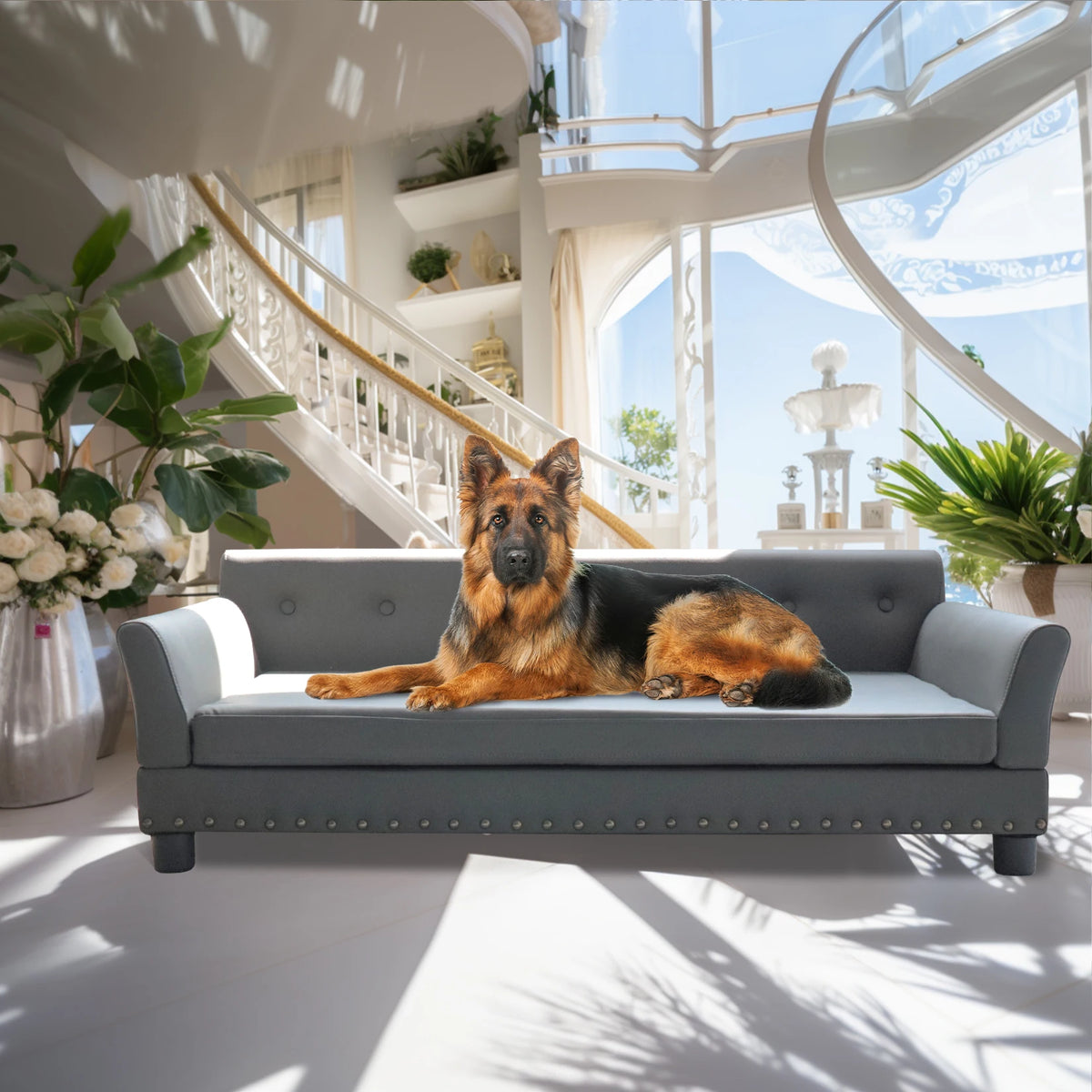 BINGOPAW Durable Elevated Dog Sofa Bed With Waterproof Leather Comfort