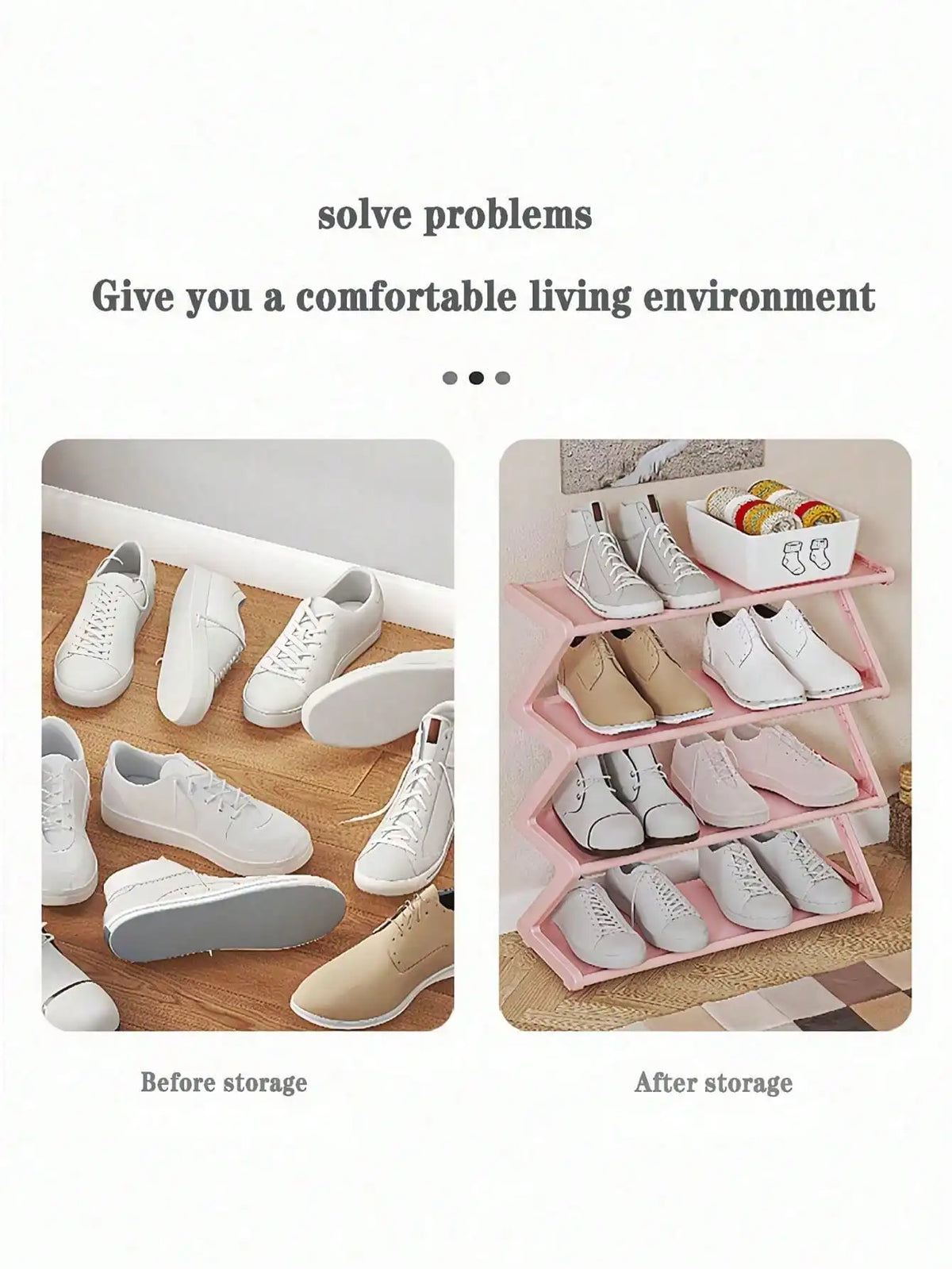 Z Shaped Plastic Shoe Rack Floor Standing Storage Organizer