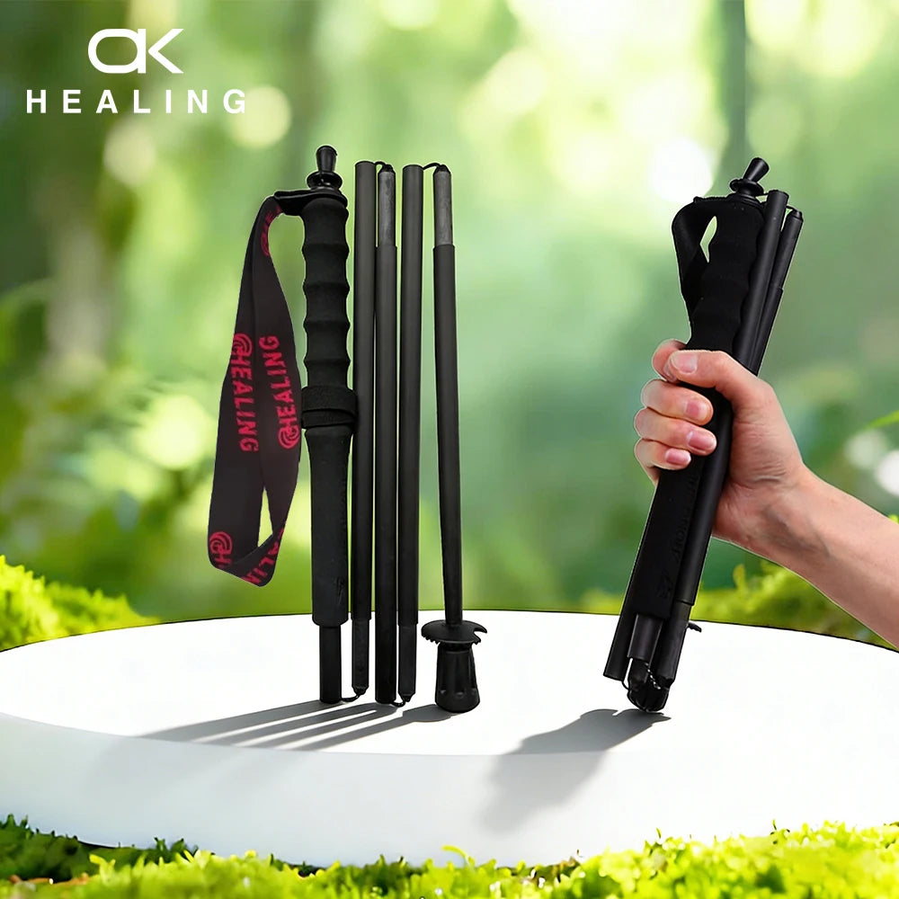 OKHEALING Carbon Fiber Folding Trekking Poles for Hiking and Camping