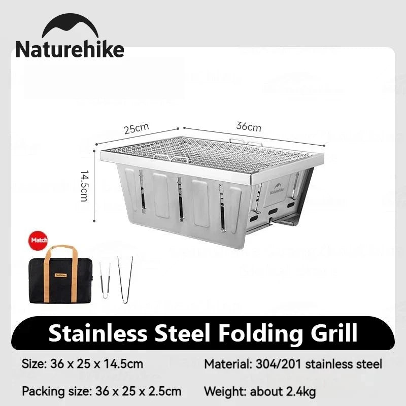 Naturehike Portable Folding Charcoal Grill for Camping and Outdoor Barbecue