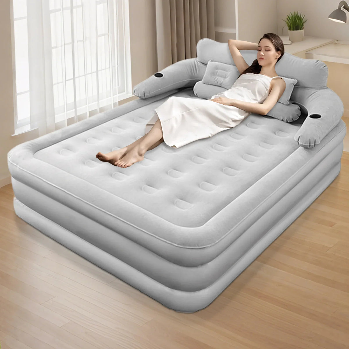 Built In Pump Inflatable Camping Mattress for Two Thickened PVC