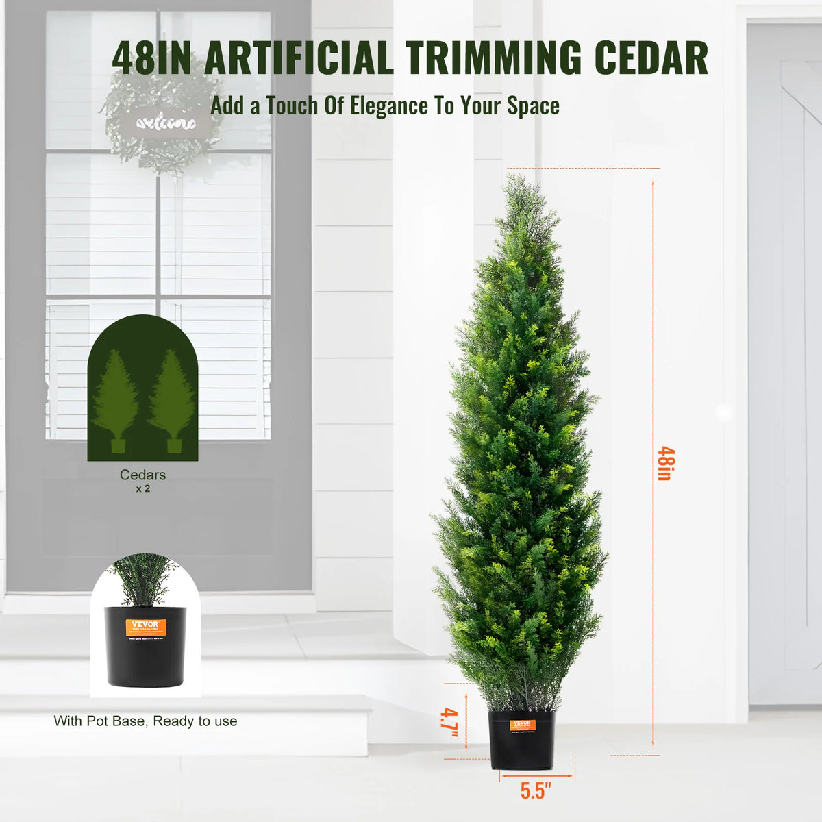 SucceBuy Artificial Cedar Topiary Trees for Home and Outdoor Decor