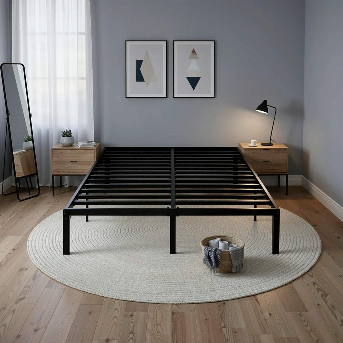 HOOMIC Twin/Full/Queen/King Heavy-Duty Metal Bed Frame with 14 Inch Under-Bed Storage — No Box Spring Needed, Easy Assembly
