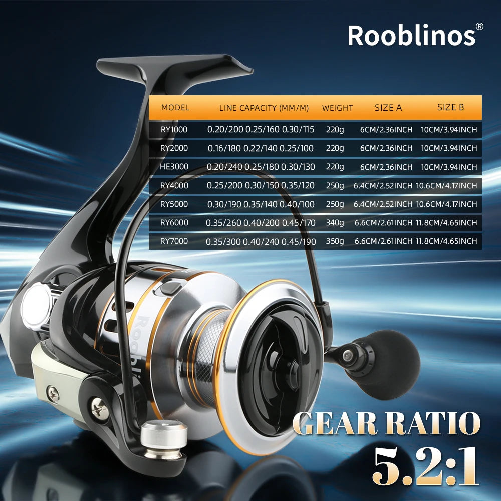 Rooblinos RY Smooth Spinning Fishing Reel for Freshwater and Saltwater