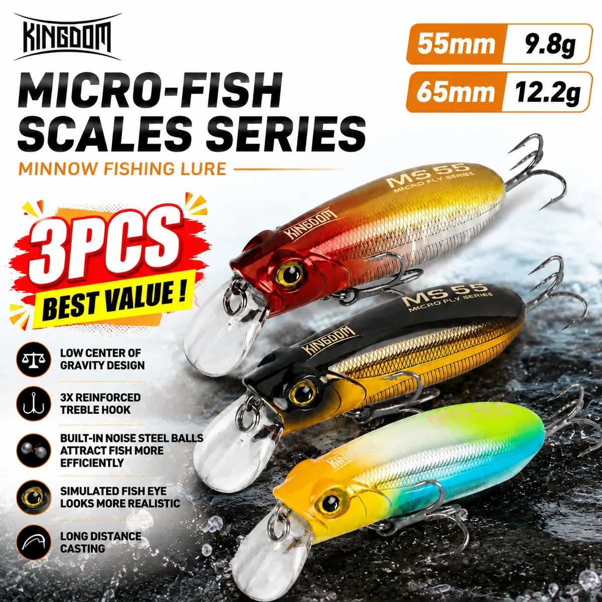 Kingdom Sinking Floating Minnow Fishing Lures for Seabass and Trout
