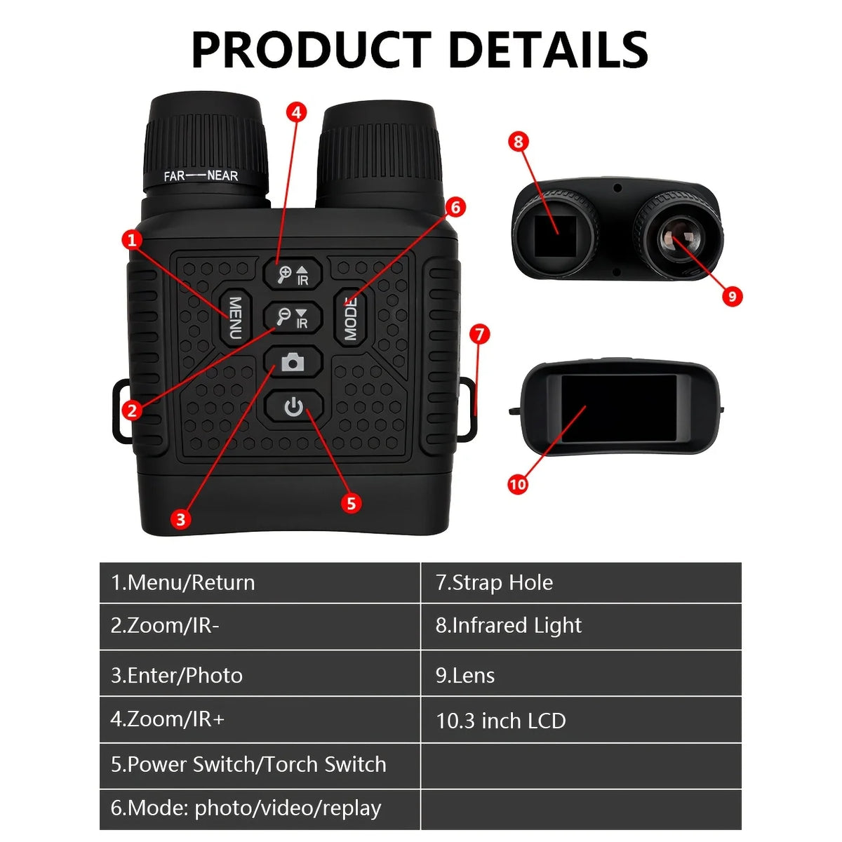 Digital Night Vision Monocular Camera With 6X Zoom And Infrared