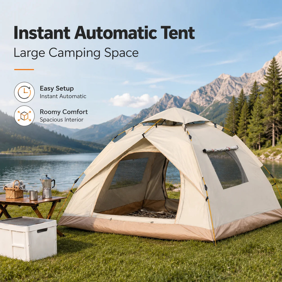 TRIBENEST Automatic Pop Up Camping Tent for Outdoor Family Adventures