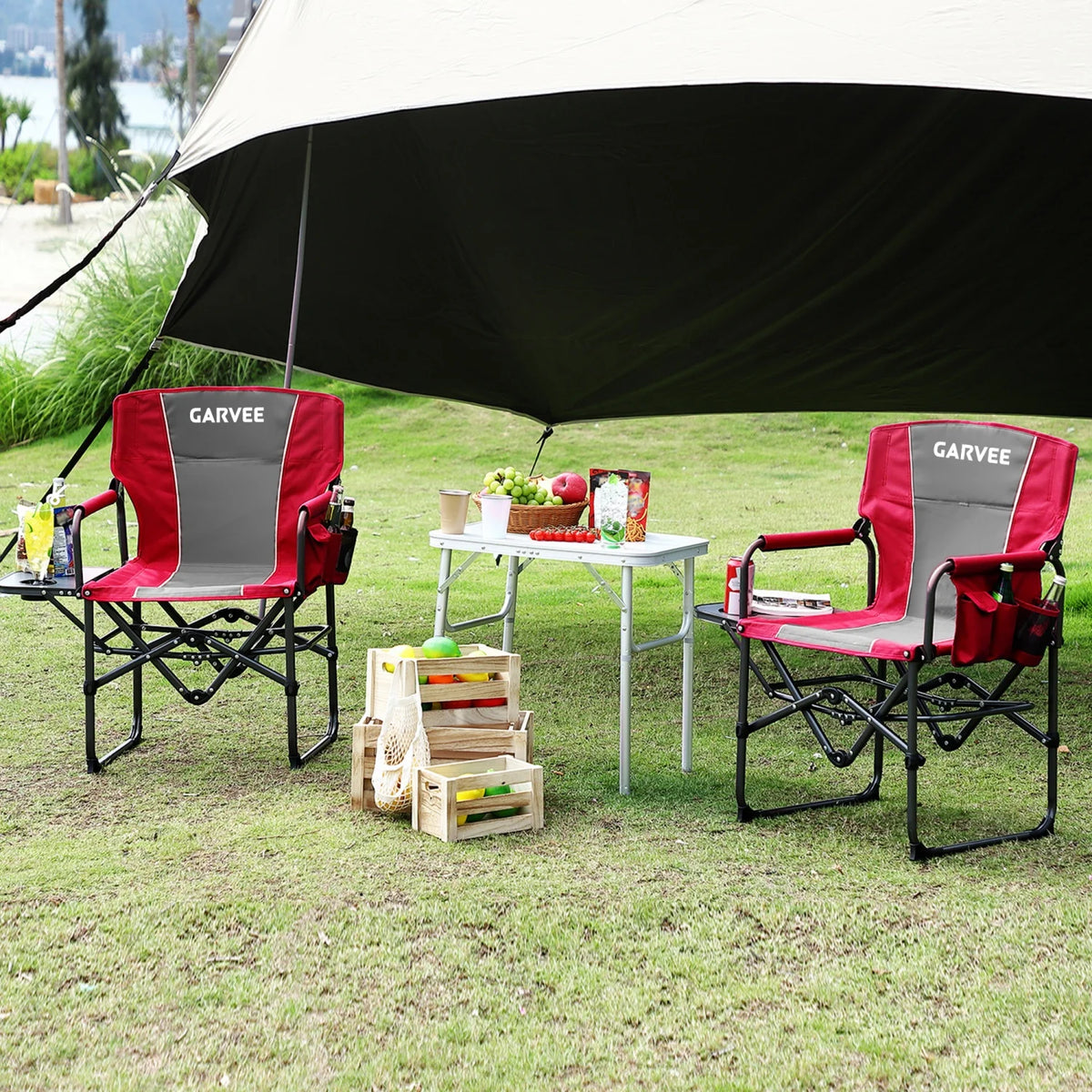 HiMISS Heavy Duty Folding Directors Chair With Side Table