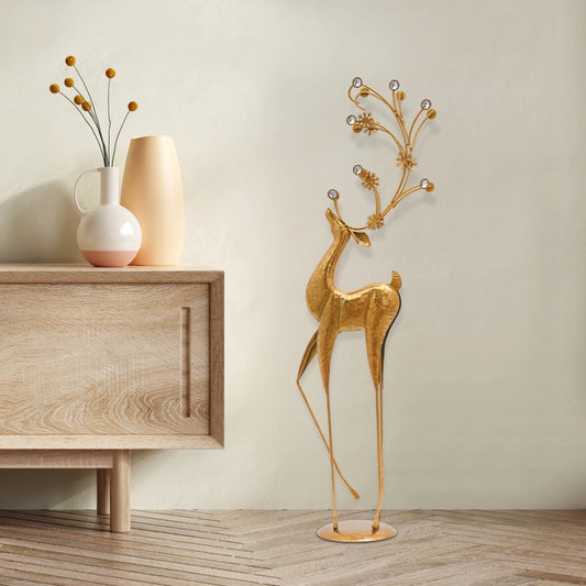 Metal Deer Figurine Statue for Elegant Indoor Holiday Decor