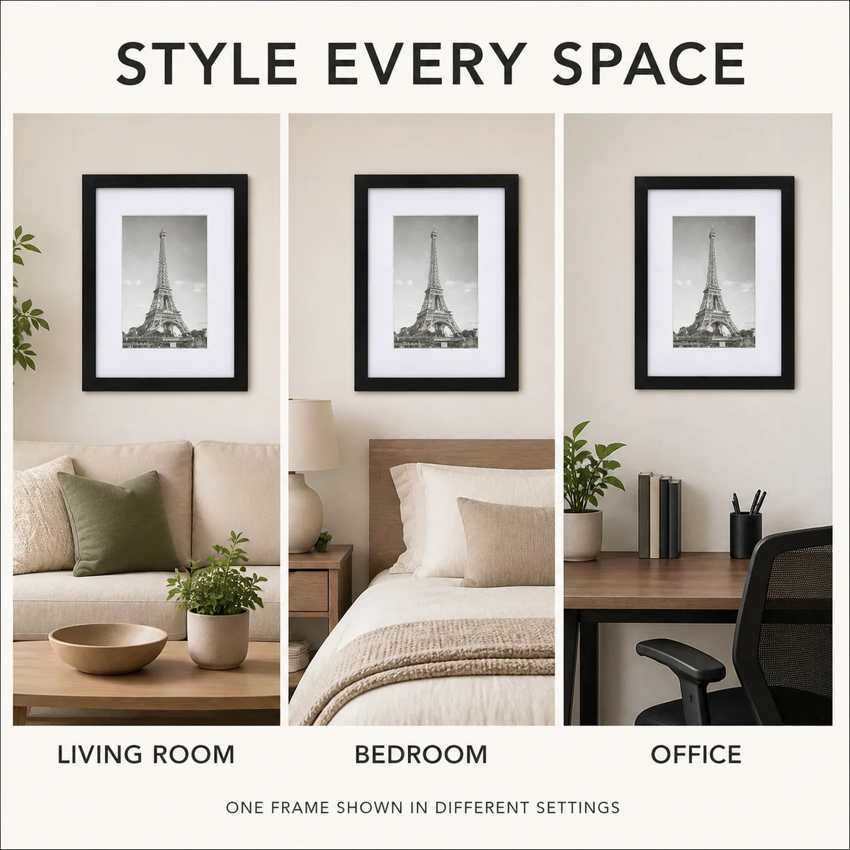 Eiffel Tower Picture Frame Black Art Decor with White Mat Eiffel Tower Wall Art for Home Living Room Best 2026