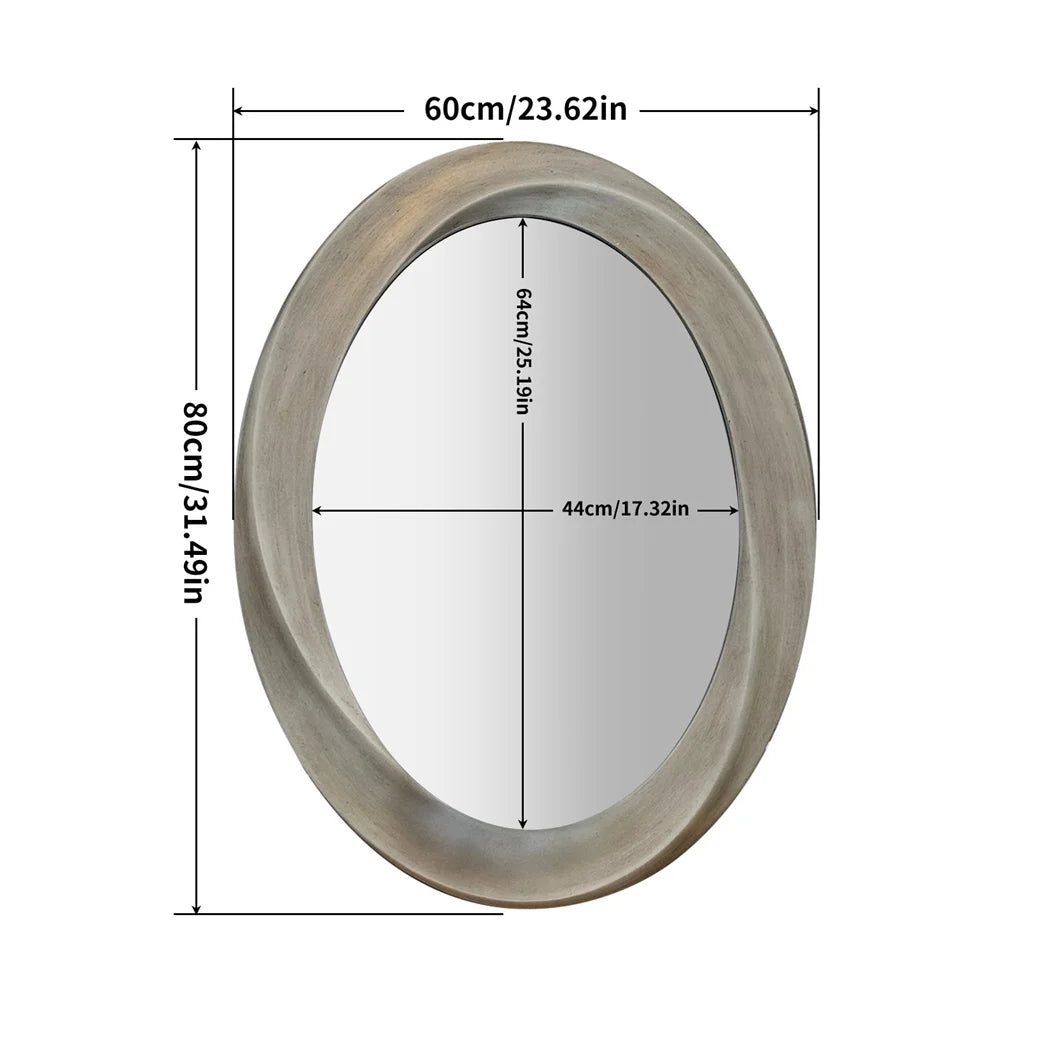 60x80cm Antique Baroque Oval Wall Mirror, Gold Beveled Frame Decorative Accent Mirror for Living Room Bedroom Entryway Decor