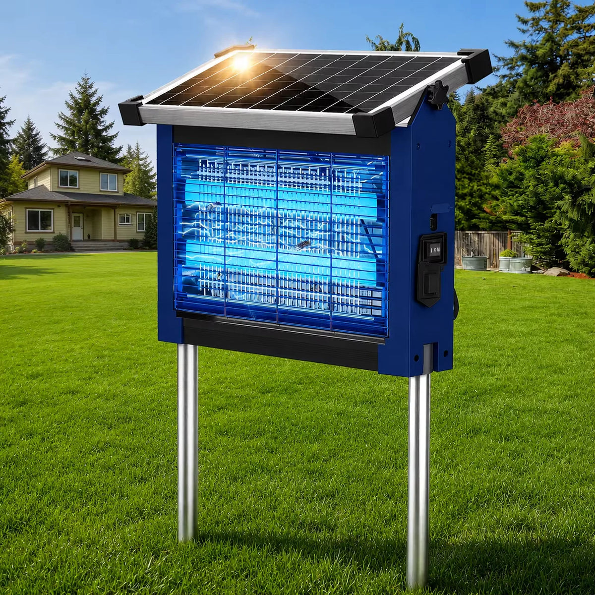 Solar Outdoor Bug Zapper With Sensor For Mosquito Control