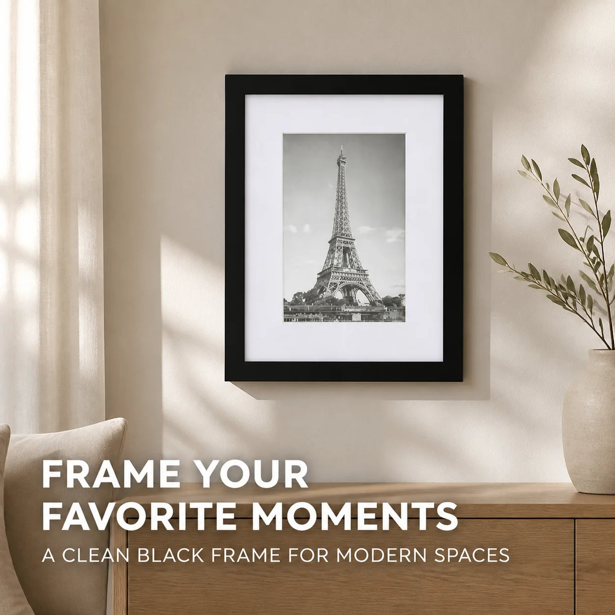 Eiffel Tower Picture Frame Black Art Decor with White Mat Eiffel Tower Wall Art for Home Living Room Best 2026
