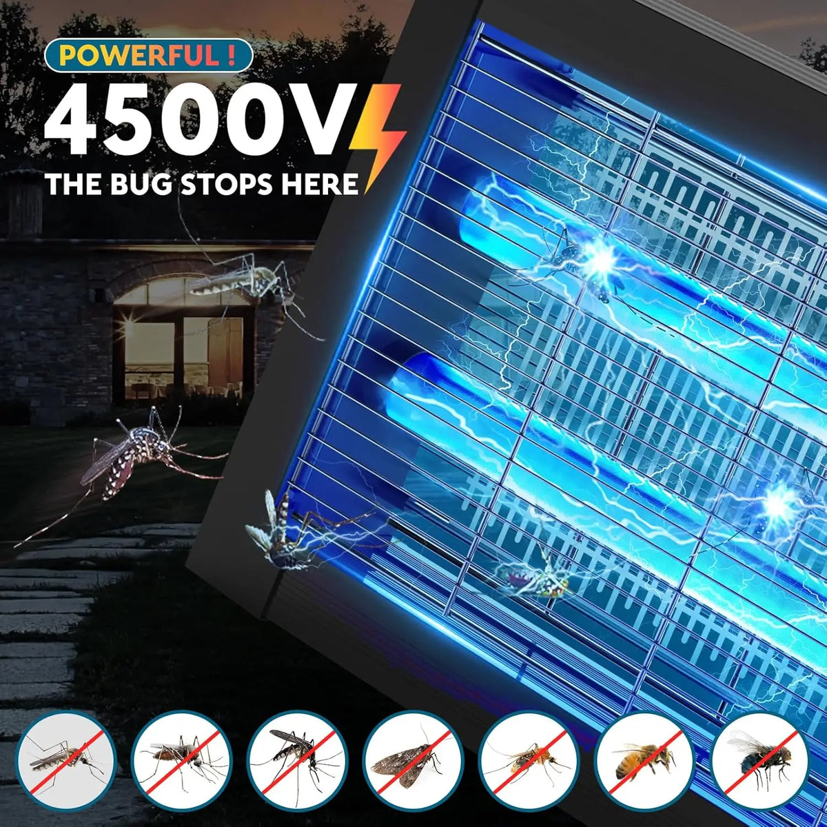 Solar Outdoor Bug Zapper With Sensor For Mosquito Control