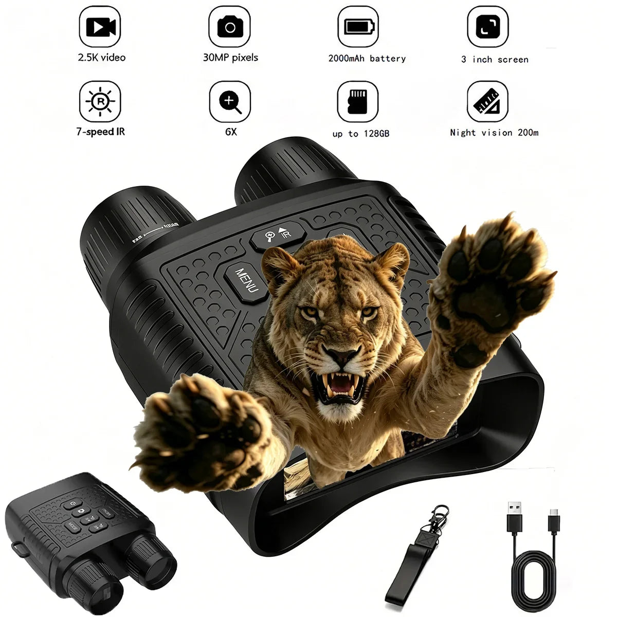 2.5K Digital Night Vision Binoculars With Photo And Video Recording