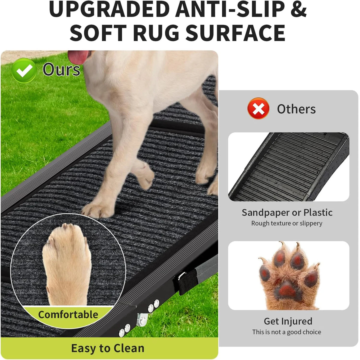 HiMISS Folding Portable Non Slip Car Ramp for Pets
