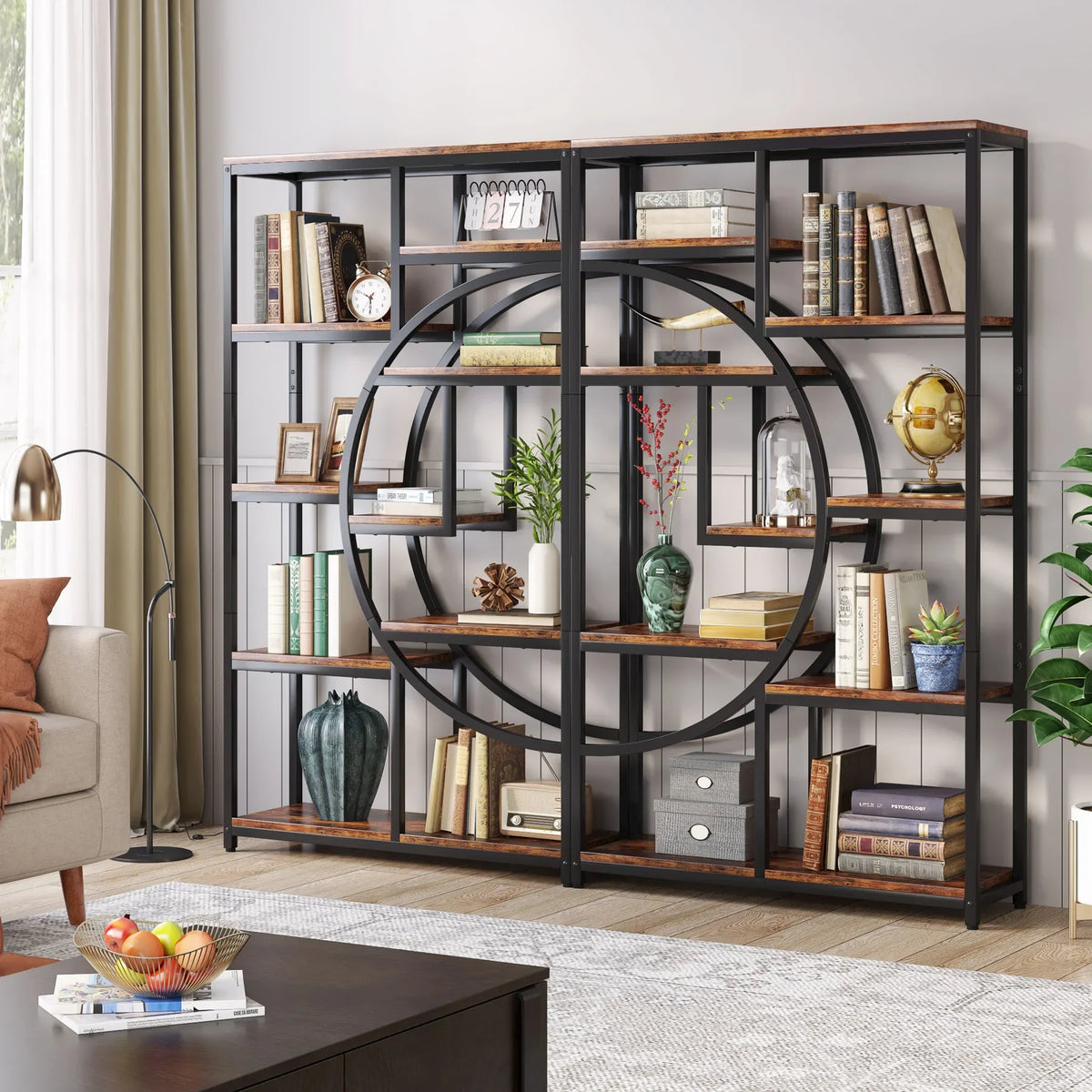 Tribesigns Industrial Etagere Bookcase Freestanding Bookshelf Storage Organizer