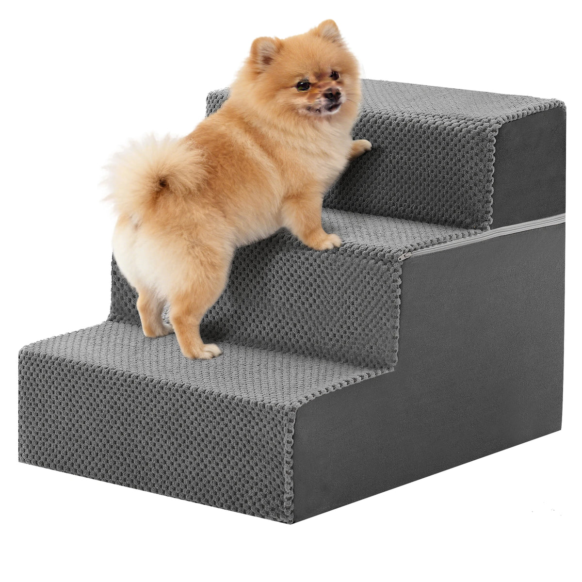 JHK Curved Foam Dog Stairs Ramp With Nonslip Pet Steps