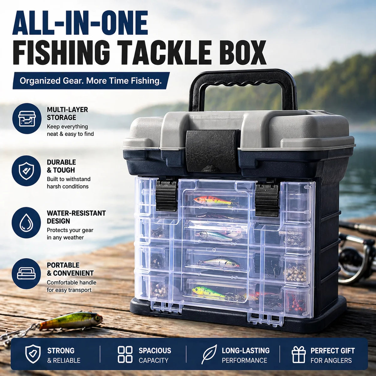 Zoe Fishing Tackle Box Kit with Pliers and Fishing Lures