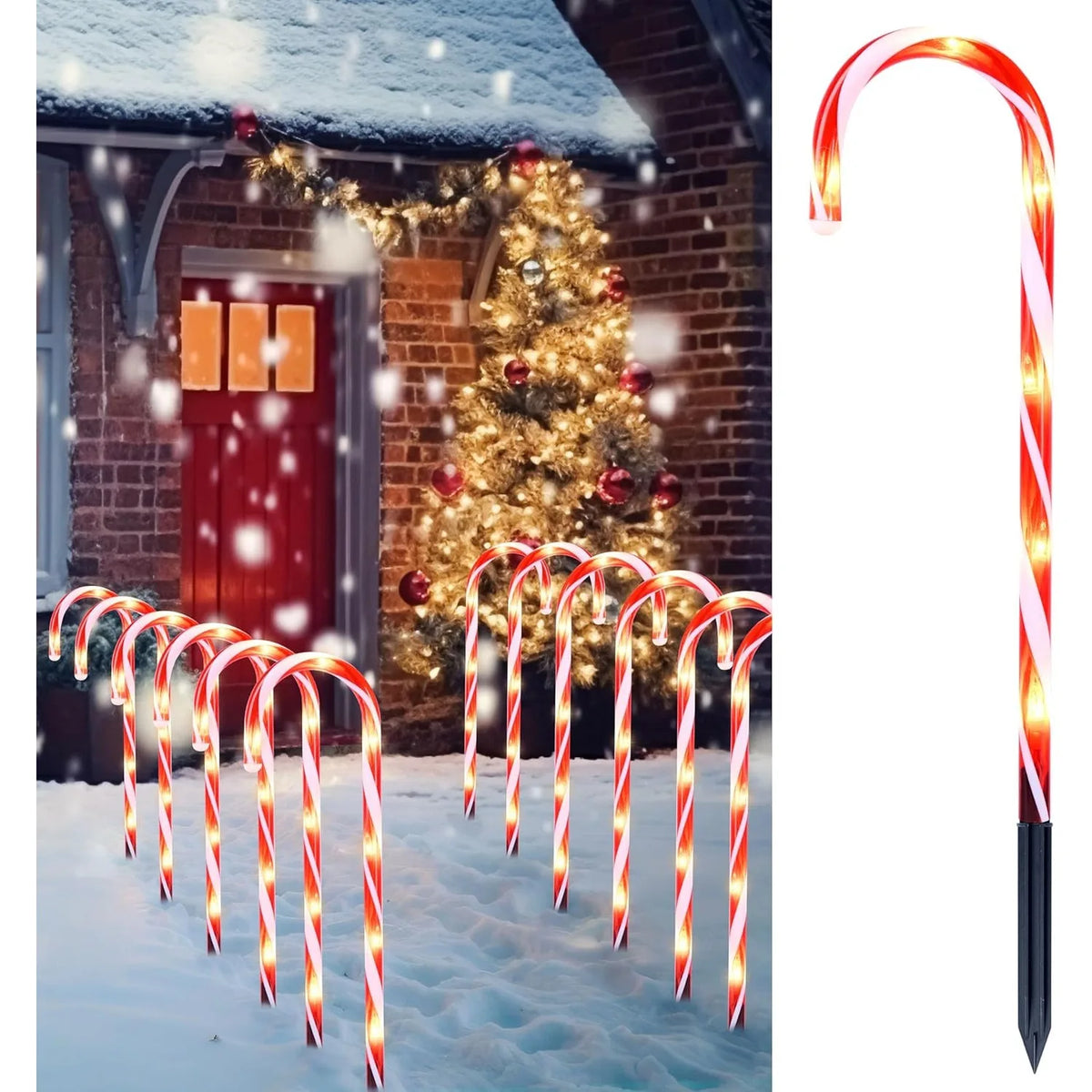 Joyfy Christmas Candy Cane Pathway Lights for Holiday Decorations