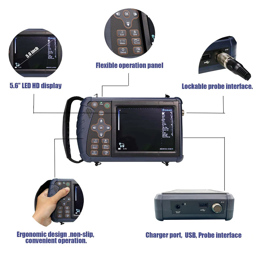 DAWEI Portable Veterinary Ultrasound Scanner for Farm Animal Pregnancy Testing