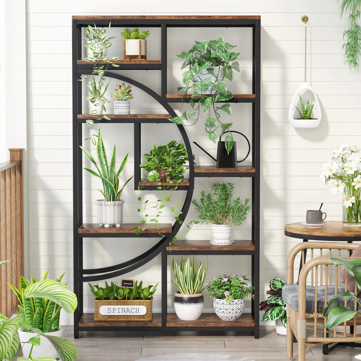 Tribesigns Industrial Etagere Bookcase Freestanding Bookshelf Storage Organizer
