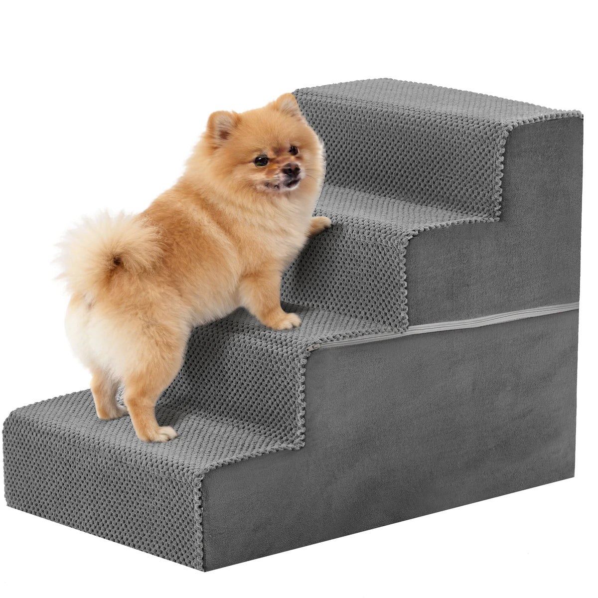 JHK Curved Foam Dog Stairs Ramp With Nonslip Pet Steps