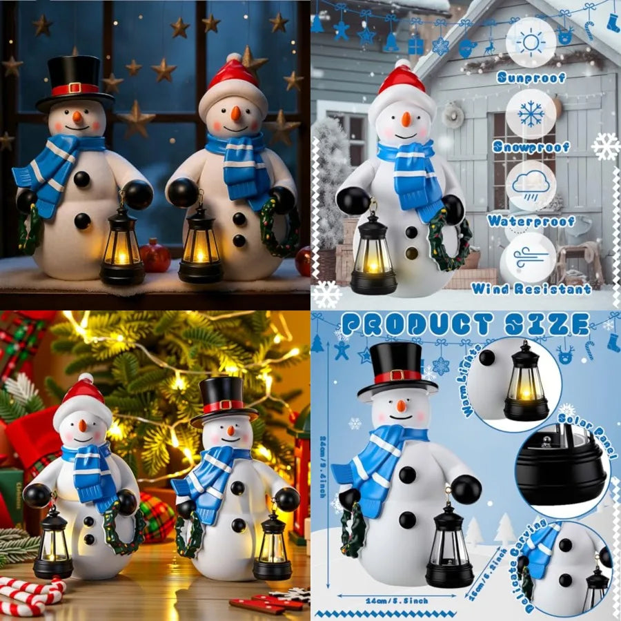 Solar Winter Garden Statue With Lantern Lights Outdoor Figurine