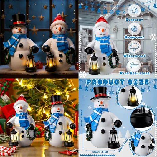 Solar Winter Garden Statue With Lantern Lights Outdoor Figurine