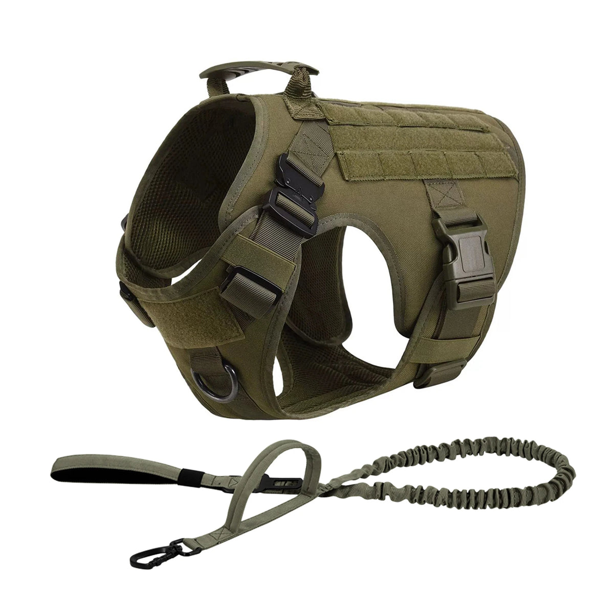 PETRAVEL Tactical Dog Harness With Molle Pouches Collar And Leash