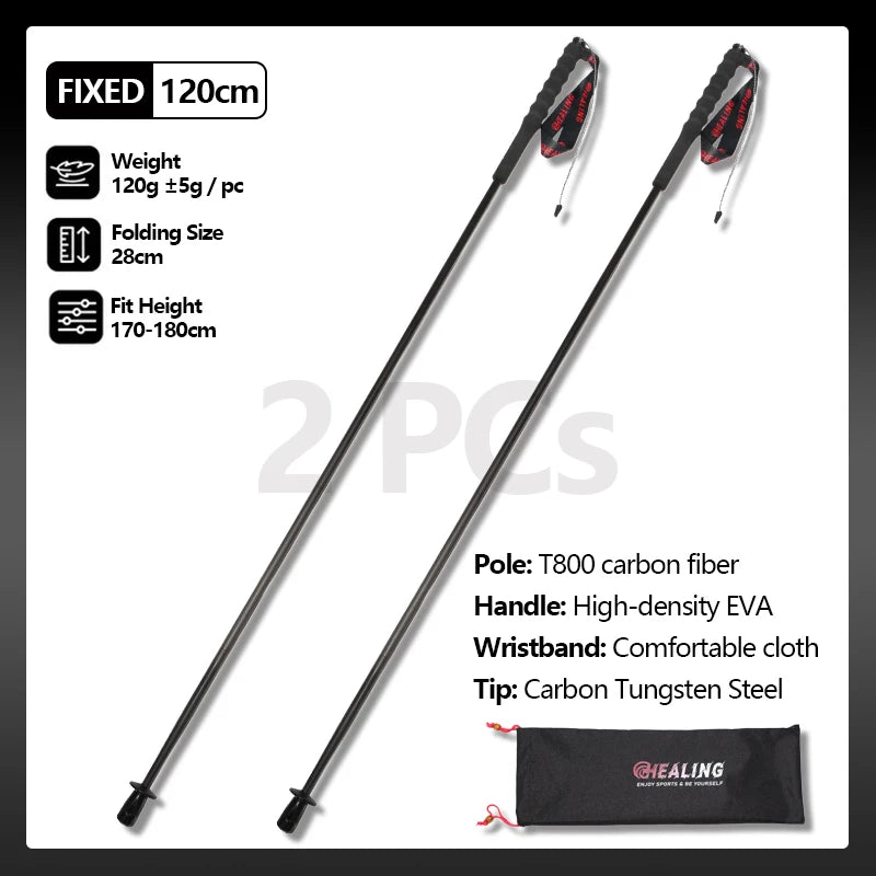 OKHEALING Carbon Fiber Folding Trekking Poles for Hiking and Camping
